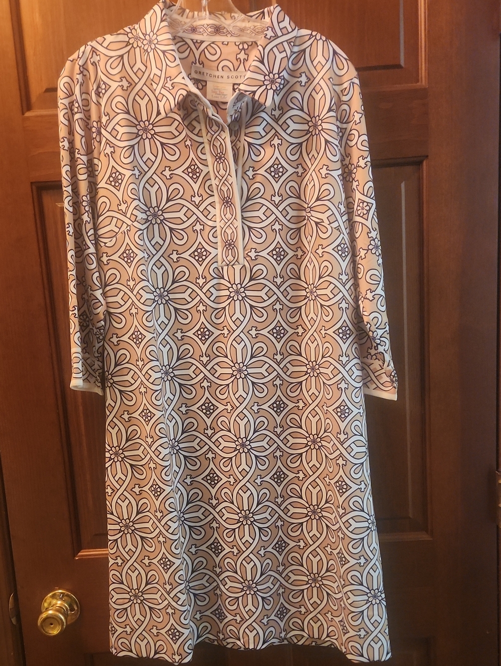 Gretchen Scott Designs Pink & Cream Geometric Midi Dress
